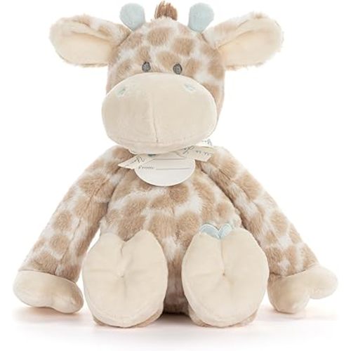 DEMDACO Luxurious Baby 9.5 x 10.5 Inch Polyester, Ultra Soft Plush, Cuddly, Toy, Stuffed Animal, Brown and Blue, Giraffe