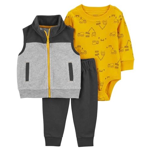 Carter's Baby Boys' 3 Piece Plaid Patch Little Vest Set
