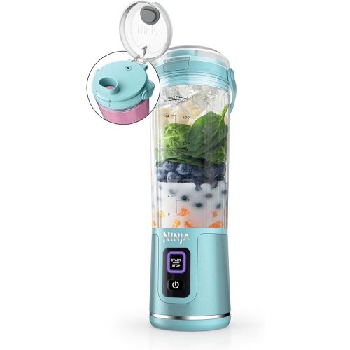 Ninja Blast Portable Blender, Cordless, 18oz. Vessel, Personal Blender For-Shakes and Smoothies, BPA Free, Leakproof-Lid and Sip Spout, USB-C Rechargeable, Dishwasher Safe Parts, Tinted Aqua, BC151AQ