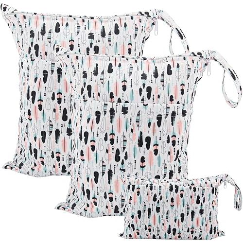 ALVABABY 3pcs Baby Cloth Diaper Wet Dry Bags Waterproof Reusable with Two Pockets Travel Beach Pool Daycare Soiled Baby Items Yoga Gym Bag for Swimsuits or Wet Clothes 3L-H1