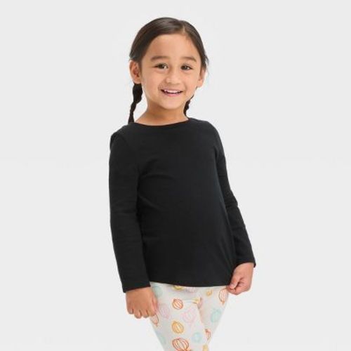 Toddler Girls' Solid Long Sleeve T-shirt - Cat & Jack™ Black 18m