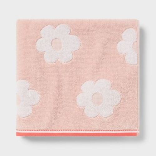 Flower Kids' Bath Towel Pink With Silvadur™ Antimicrobial Technology- Pillowfort™