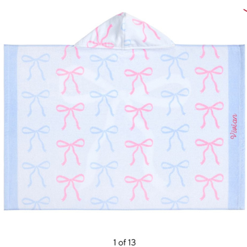 Bow Reversible Baby Beach Hooded Towel