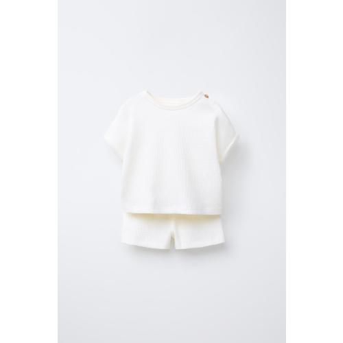 WAFFLE T-SHIRT AND BERMUDA SET - Mid-blue | ZARA United States