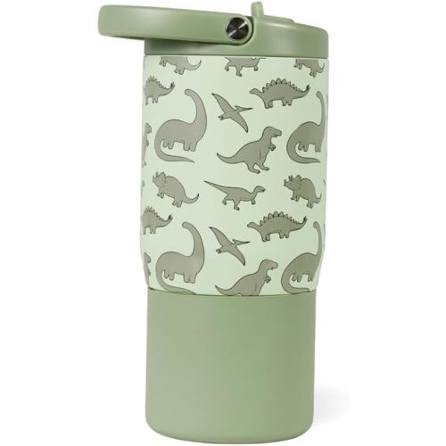 HydroJug Kids 14 oz Sport Water Bottle – Stainless Steel, Insulated, 100% Leakproof, With Carry Handle, BPA-Free – Kid-Friendly Design – Durable & Dishwasher Safe, Dinosaur