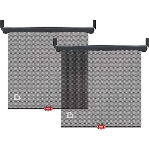 Munchkin Brica Sun Safety Car Window Shade with Heat Alert, Helps Block UVA/UVB Rays, 2 Pack, Black