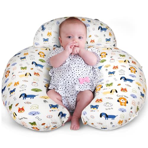 AMASKY Nursing Pillow for Breastfeeding, Baby Pillow, Plus Size Ergonomic Design, Breastfeeding Pillows Support for Mom and Baby, Removable Cotton Cover, Machine Washable, Creamy White