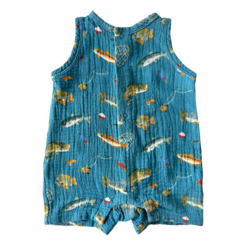 Muslin Shortie Romper, Gone Fishing