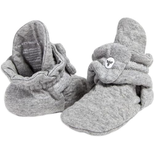 Burt's Bees Baby baby girls Booties, Organic Cotton Adjustable Infant Shoes Slipper Sock, Heather Grey Quilted, 0-3 Months US