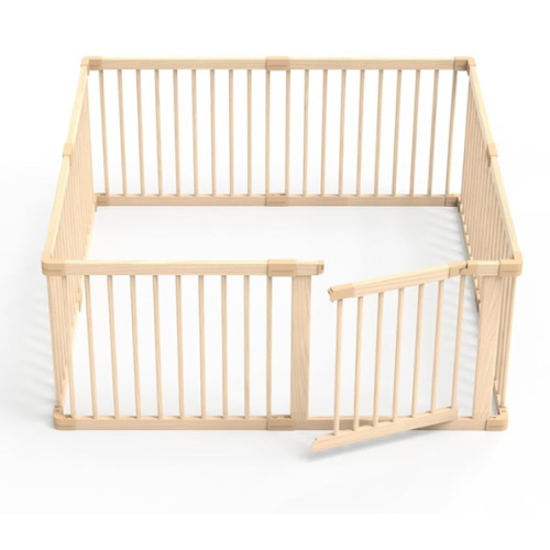 Wooden Baby Playpen, Large Size Adjustable Baby Playard for Babies and Toddlers with Safety Gate, CPC Certified Play Fence(57x57x24 Inches