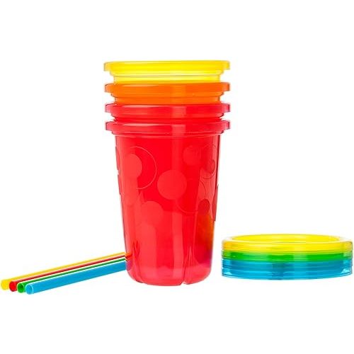 The First Years Take & Toss Toddler Straw Cups - Spill Proof and Dishwasher Safe Toddler Cups with Straws - Toddler Feeding Supplies - 10 Oz - 4 Count
