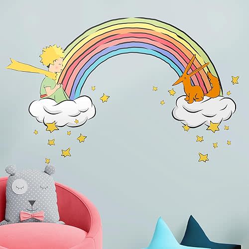 EGD The Little Prince Peel and Stick Wall Decal I EGD X The Little Prince Series I Baby Girl or Boy I Nursery Wall Decal for Baby Room Decorations I Mural Wall Decal Sticker (Wide 50"x 31" Height)