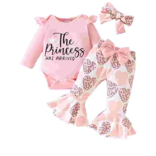 WIBACKER Princess Has Arrived Newborn Outfit Baby Girl Going Home Outfits Ruffle Ribbed Romper Top Floral Pants Set Fall Winter Clothes