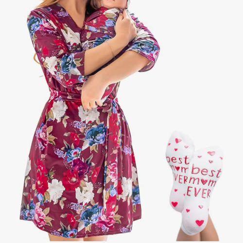 ECO BABY Mommy and Me Robe and Swaddle Set | Maternity Robe and Matching Baby Set for Girl, Boy | Hospital Labor and Delivery