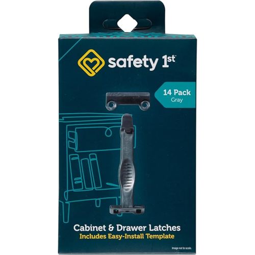 Safety 1st Cabinet & Drawer Latch 14 Pack, Babyproofing Locks for Toddlers, Easy Install, Child Safety, Hidden Design, Secure Cabinets & Drawers, Gray