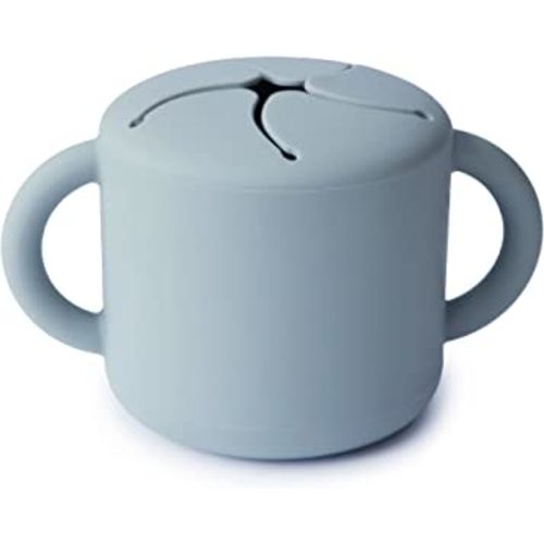mushie Silicone Snack Cup | Spill Proof Food Container for Toddler and Baby (Powder Blue)