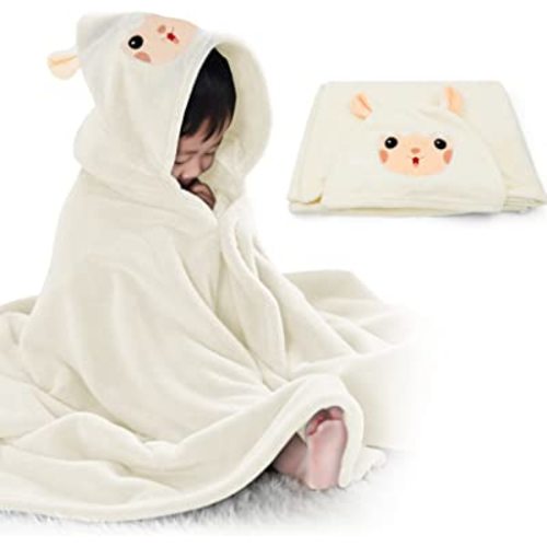 ROMASA Baby Bath Towel Ultra Soft Hooded Towel Highly Absorbent Bathrobe Blanket Toddlers Shower Gifts for Boys Girls-27.5" x 55" (White)