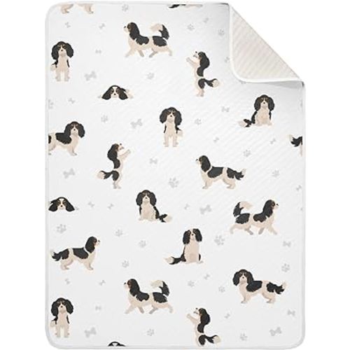 Swaddle Blanket Cavalier King Charles Spaniel Cotton Blanket for Infants, Receiving Blanket, Lightweight Soft Swaddling Blanket for Crib, Stroller, Nursery Blankets, Puppy, 30x40 in