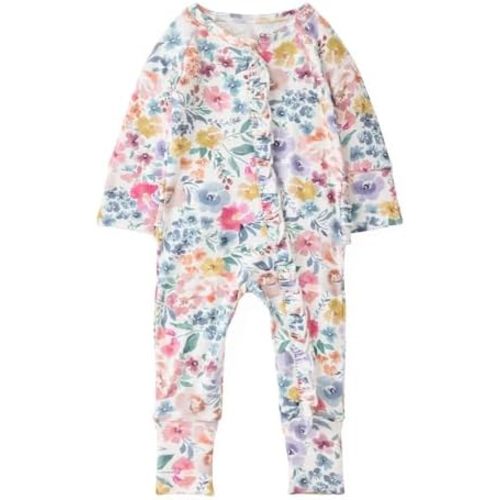Little Sleepies Ruffle Zippy, Newborn Pajamas, Viscose from Bamboo Baby Pajamas, Girls Preemie Newborn Sleepers, 2-Way Zipper