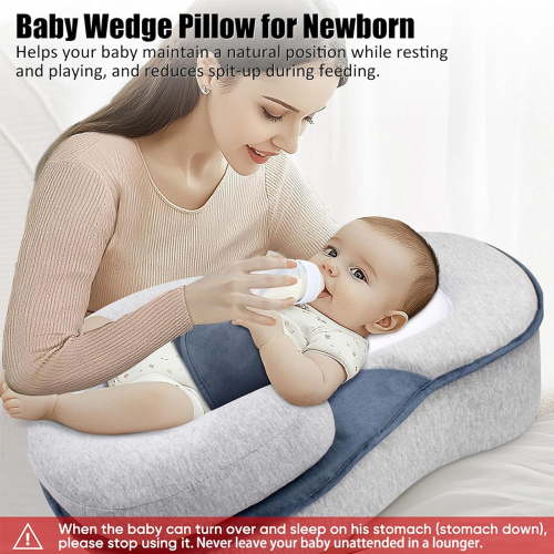 Baby Wedge Pillow for Newborn, Baby Feeding Support Pillow for Reducing Spit-Up