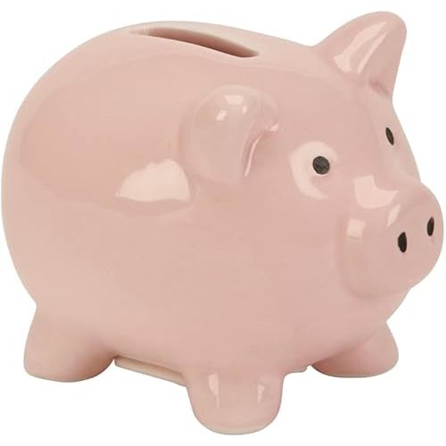 Creative Gifts International Small Pink Ceramic Pig Piggy Bank, 3" X 4" X 3", Gift Box Included