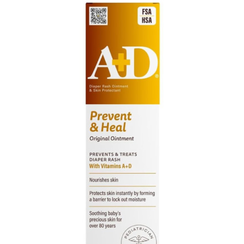 A+D Original Diaper Rash Ointment Prevents & Treats Diaper Rash, Moisturizing Skin Protectant with Vitamins A & D, Healing Skin Ointment for Dry and Cracked Skin 4oz