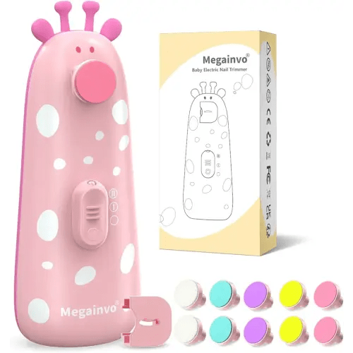Baby Nail Trimmer Electric Baby Nail File Safe Baby Nail Clippers with Light 10 Grinding Heads Queit Baby Nail Polish Grooming Kit for Newborn Infant Toddler Toes Fingernails Care, Pink