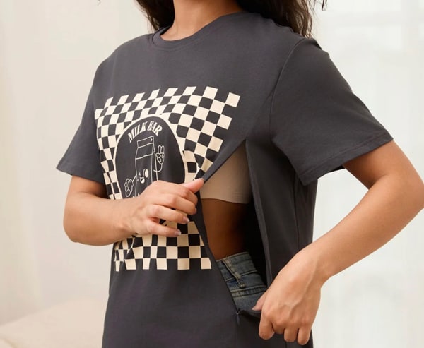 Checkered Milk Carton Nursing Tee