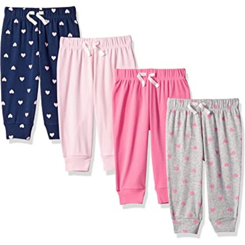 Amazon Essentials Baby Girls' Cotton Pull-On Pants, Multipacks