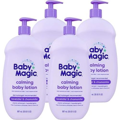 Baby Magic Calming Lotion 30oz Pack of Free of Parabens Phthalates Sulfates and Dyes, Lavender & Chamomile, Pack of 4