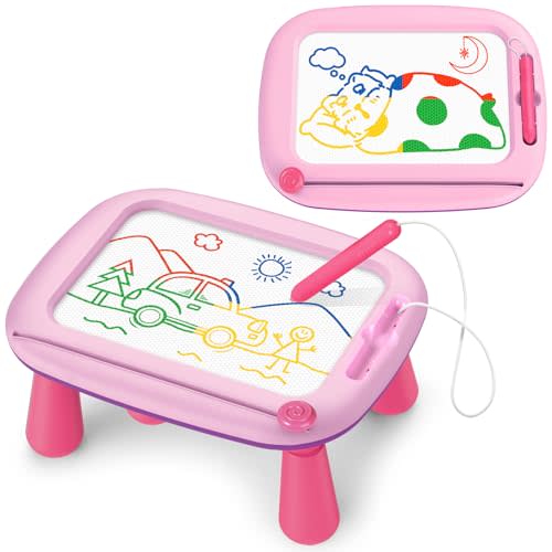AuroTops Toddlers Toys Magnetic Drawing Board,Pink Magnetic Doodle Board Toddler Girl Toys,Writing Painting Magnet Doodle Pad Early Educational Learning Toy for 3 4 5 Year Old Kids Girls Birthday Gift
