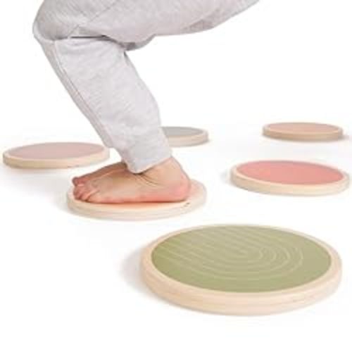 Wooden Stepping Stones for Kids - Perfect Toddler Indoor Activity To Improve Balance And Coordination Skills - Safe Non-Slip Obstacle Course And Sensory Toy Set of 6 for Ages 1-3, 3-4 : Toys & Games