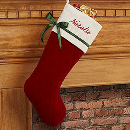 Winter Classic Personalized Quilted Christmas Stockings - Red