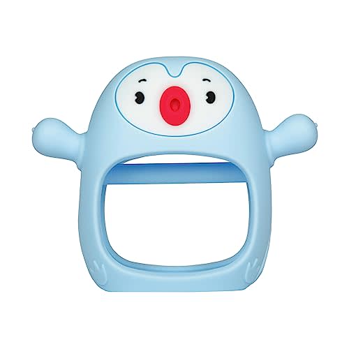 Kiddie Dream Penguin Soothing Baby Teething Toy, Teething Toys for Babies 0-6 Months, Baby Toys 0-3 Months, Newborn Toys, Baby Teether, Baby Must Haves, Durable and Non-droppable (Light Blue)
