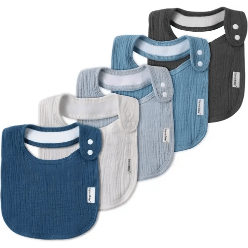 Muslin Bibs for Baby Boys Girls,Organic Muslin Baby Bib for Drooling and Teething,Soft Bandana Drool Bibs 5 Pack