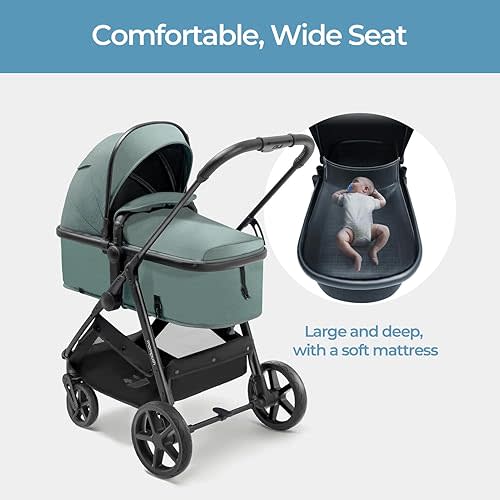 Mompush Wiz 2-in-1 Convertible Baby Stroller with Bassinet Mode, Foldable Infant Stroller with Reversible Seat and Large UPF 50+ Canopy