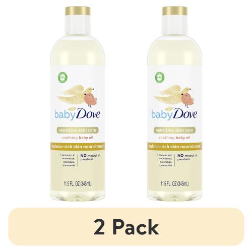 (2 pack) Baby Dove Melanin-Rich Skin Nourishment Baby Oil Sensitivity All Newborn Skin, 11.5 oz