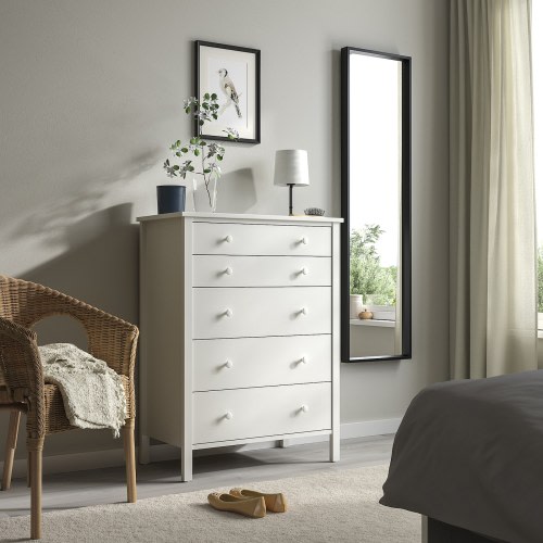 KILBERGET 5-drawer chest - white/anchor/unlock function 29 7/8x40 1/8 "