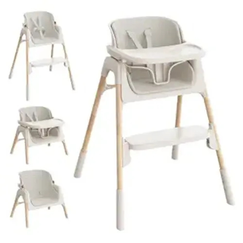 Mloong High Chair for Babies and Toddlers - Easy Clean 4-in-1 High Chair