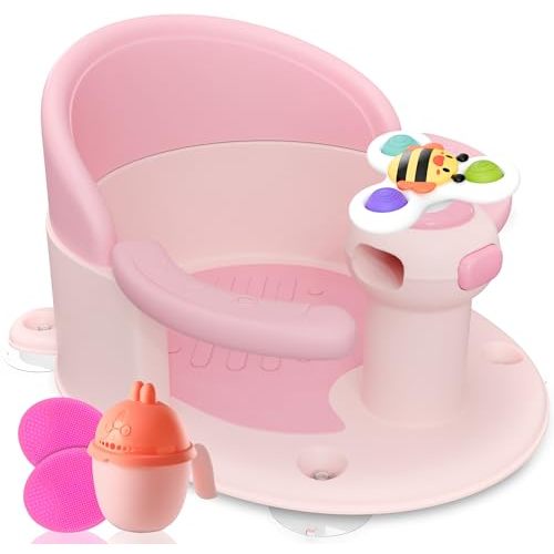 BEBELEH™ Baby Bath Seat for Babies 6 Months & Up - Safe Infant and Toddler Baby Bathtub Seat for Sitting Up - Baby Bath Tub Baby Tub Seat for Shower (Pink)