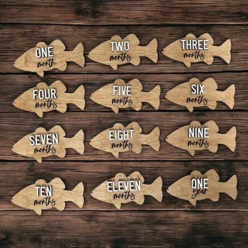 Fish milestones, fishing baby announcement, newborn milestones, milestone cards, monthly milestone, baby milestone discs, wooden name sign
