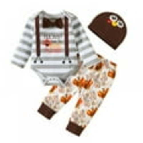 SYNPOS 0-6 M Baby Boy My First Thanksgiving Bodysuit Infant Turkey Outfit with Hat