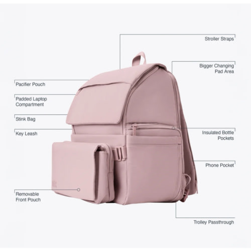 BÉIS 'The Ultimate Diaper Backpack' in Atlas Pink - Best Pink Backpack Diaper Bag