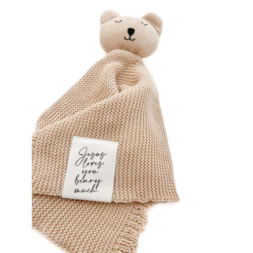 Jesus Loves You Beary Much Bear Knit Blankie – AmorClothingCo.
