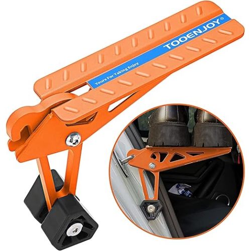 TOOENJOY Universal Fit Car Door Step, Foldable Roof Rack Door Step Up on Door Latch, Both Feet Stand Pedal Ladder, Easy Access to Rooftop for Most Car, SUV, Truck(Orange)