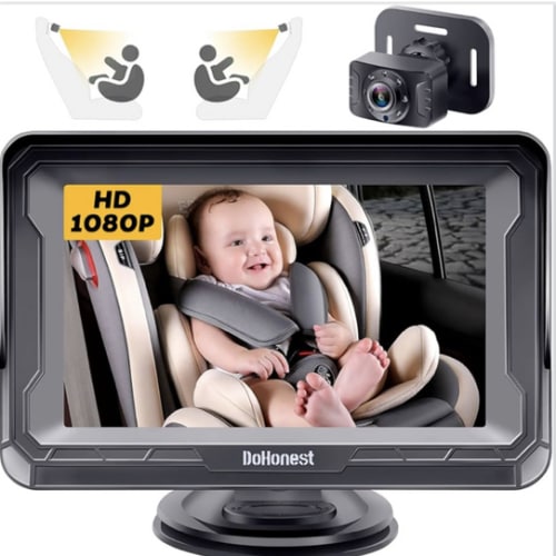 DoHonest Baby Car Camera HD 1080P - Rear-Facing Car Baby Monitor with Night Vision, Adjustable View Angle, Easy Setup, Anti-Glare Display, Safety for Kids & Infants