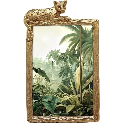 Leopard Photo Frame / 4x6 In | For Vertical Display on Tabletops | Perfect for Home Decor, Wedding, Graduation, Or Any Milestone Photos (Gold)