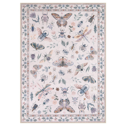 Deetra Machine Washable Animal Vitality Insect Play Area Rugs