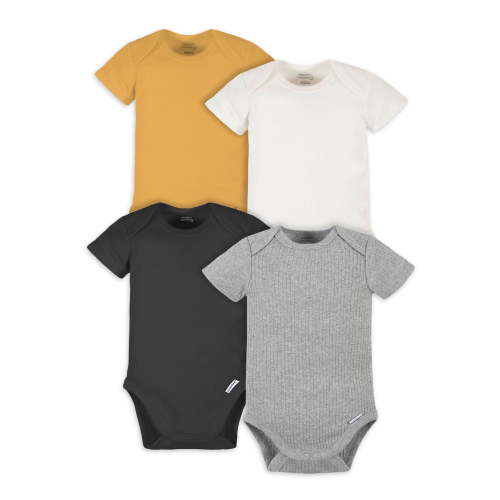 Modern Moments by Gerber Baby Boy Short Sleeve Onesies Bodysuits, 4-Pack (Newborn - 12M)