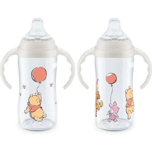 NUK Learner Cup, 10 Oz, Pack of 2, Pooh Bear – Soft Spout, Easy-Grip Handles, BPA Free, Spill Proof Transition Sippy Cup